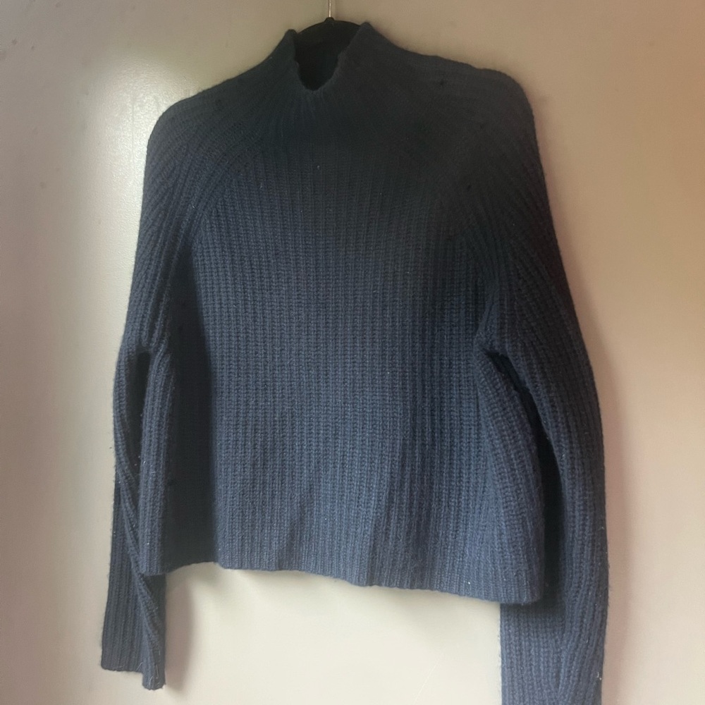 360 Cashmere Dark Blue Turtleneck Sweater